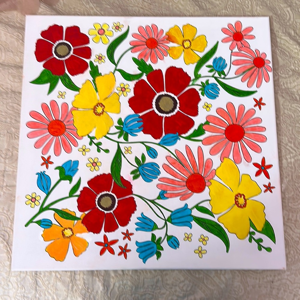 Canvas flower painting - Picture 1 of 2